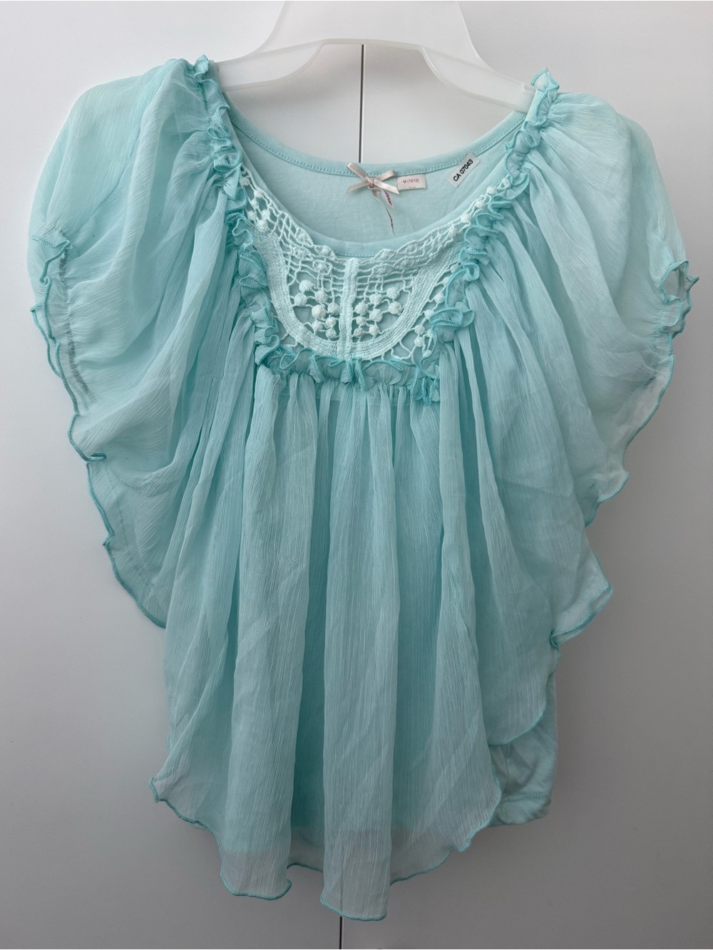 Gorgeous Kids Size 10-12 Teal Coloured Butterfly Blouse